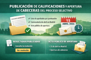 Publicación de Calificaciones y Apertura de Cabeceras del Proceso Selectivo