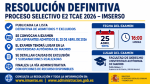 Publicada la Resolución Definitiva de Admitidos y Excluidos del IMSERSO